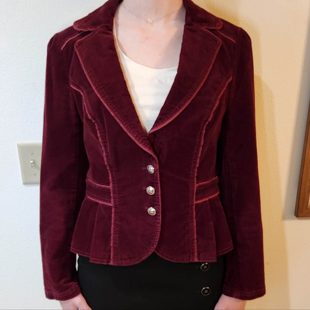 Women's Mico Cord Blazer in Burgundy